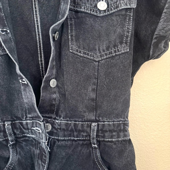Cotton On Denim Short Sleeve Button Front Playsuit Black Size 4 - Picture 4 of 6